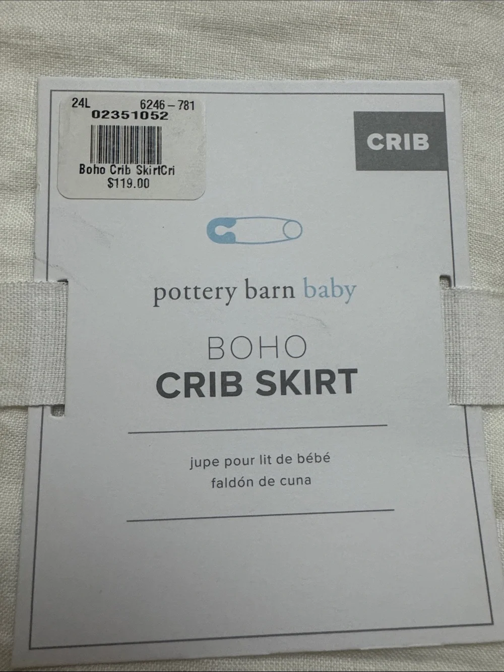 Pottery Barn Baby Boho Crib Skirt in Cream